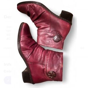 Vintage Burgundy Leather Ankle Boots